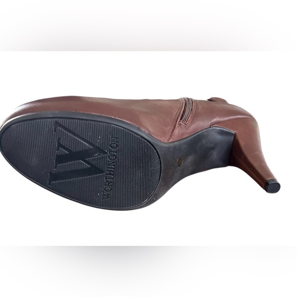 Worthington -LEATHER GEORGIA Brown Heeled Boots - Picture 6 of 8